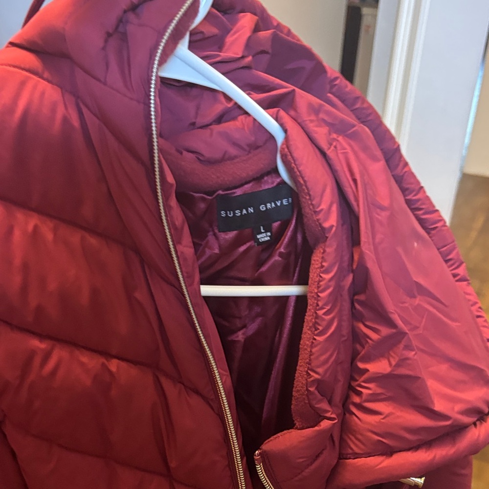 Susan Graver Women's Bold Red Puffer Coat
